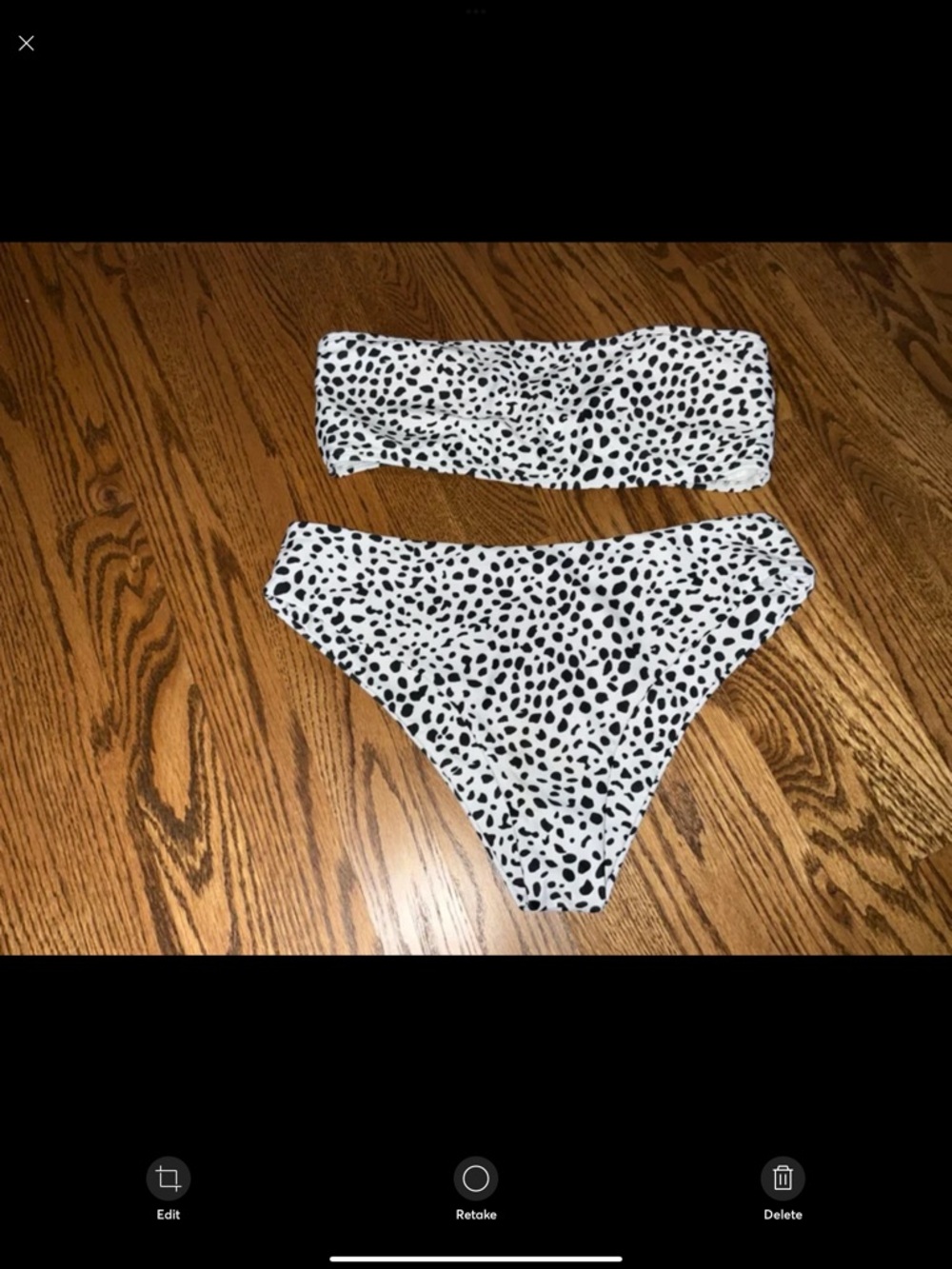 Black and White Dalmatian Print Bandeau Bikini Set
